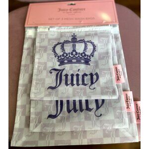 Juicy Couture JC Logo Set of 3 Mesh Wash Bags Purple Laundry Bags NWT